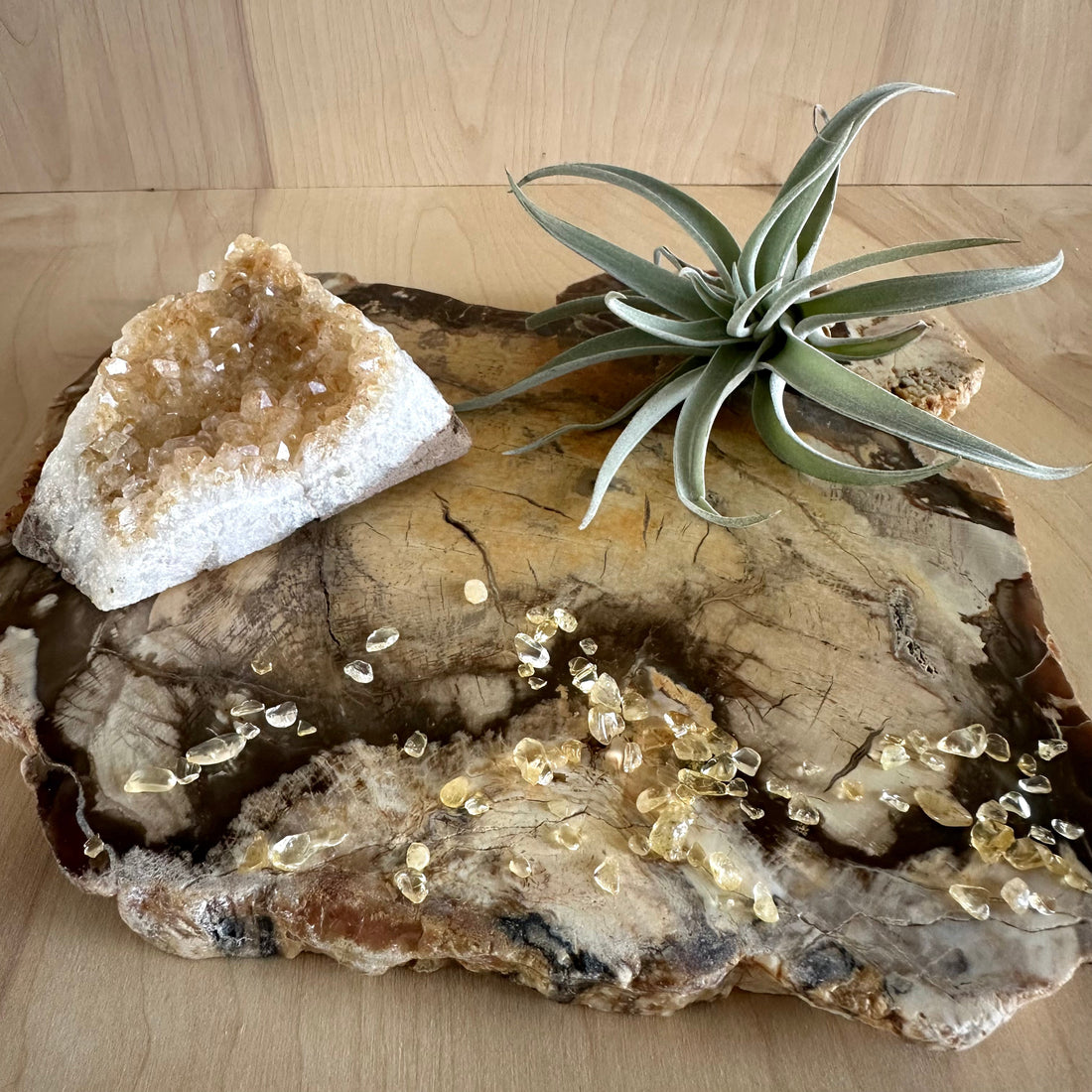 Citrine crystal for abundance and positivity styled in home decor
